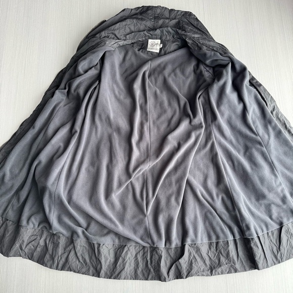 VTG UMBRALE Crinkle A Line Jacket XS Graphite Fleece‎ Lined Ruffle Collar Y2K - Picture 6 of 15